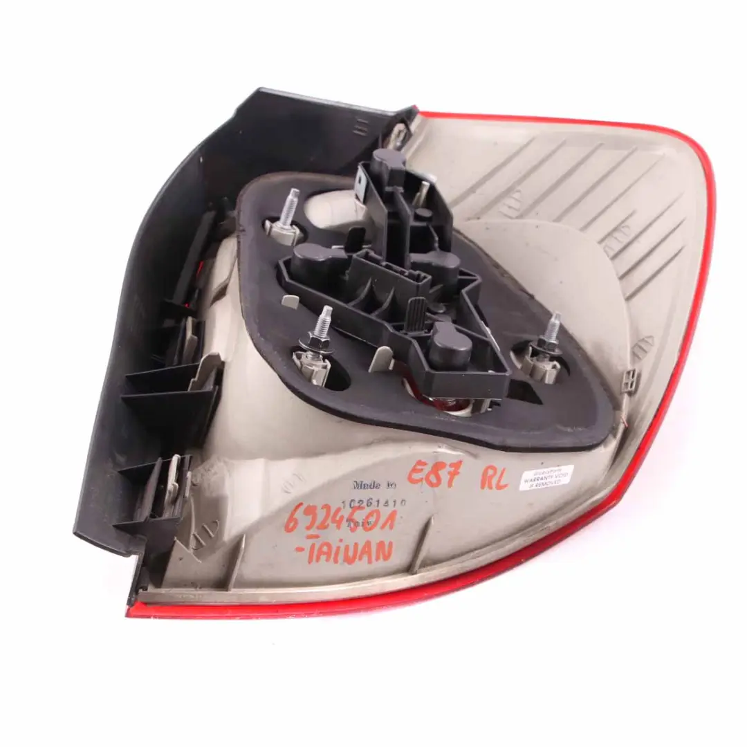 Lamp BMW E87 Tail Light Left N/S Back MADE IN TAIWAN to Rear with Part number 6924501 Rear Lamp BMW E87 Tail Light Left N/S Back MADE IN TAIWAN - SKU 6924501-TAIWAN - Part number 6924501