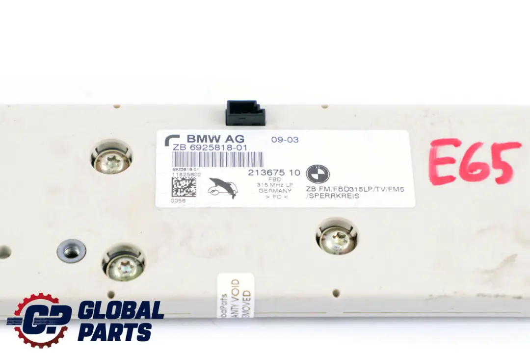 Amplificador Ventana Trasera Antena Diversity 315MHZ para BMW E65 E66 E67 con número de pieza 9167123 BMW E65 E66 E67 Amplificador Ventana Trasera Antena Diversity 315MHZ - SKU 6925818 - Número de pieza 9167123