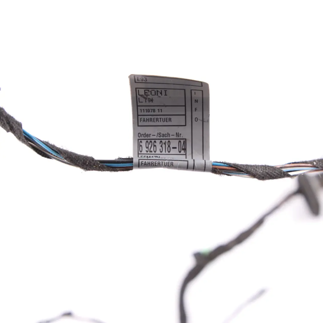 Door Cable BMW E93 Convertible Wiring Loom Front Cables Driver's Side to with Part number 6926324 Door Cable BMW E93 Convertible Wiring Loom Front Cables Driver's Side - SKU 6926324 - Part number 6926324