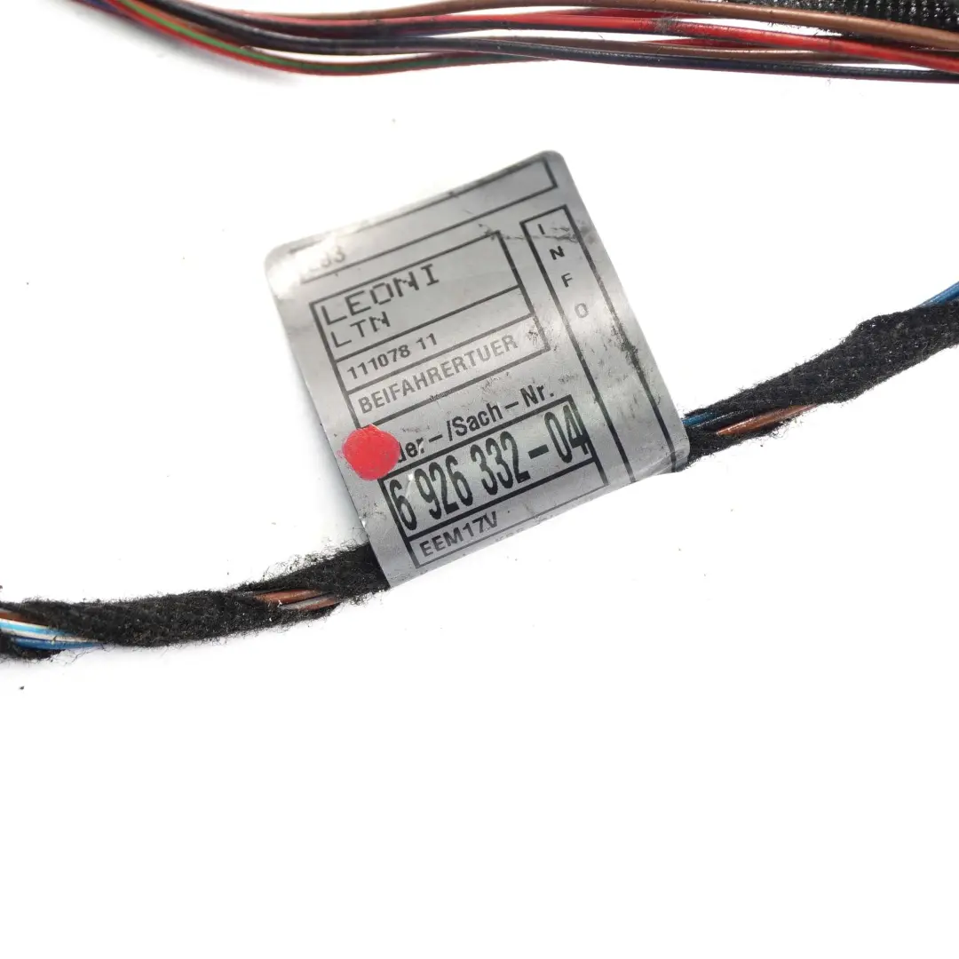 Cablaggio Porta Lato Passeggero Anteriore Destro 6926332 per BMW E93 Cabrio con numero di parte 6926333 BMW E93 Cabrio Cablaggio Porta Lato Passeggero Anteriore Destro 6926332 - SKU 6926333 - Numero di parte 6926333