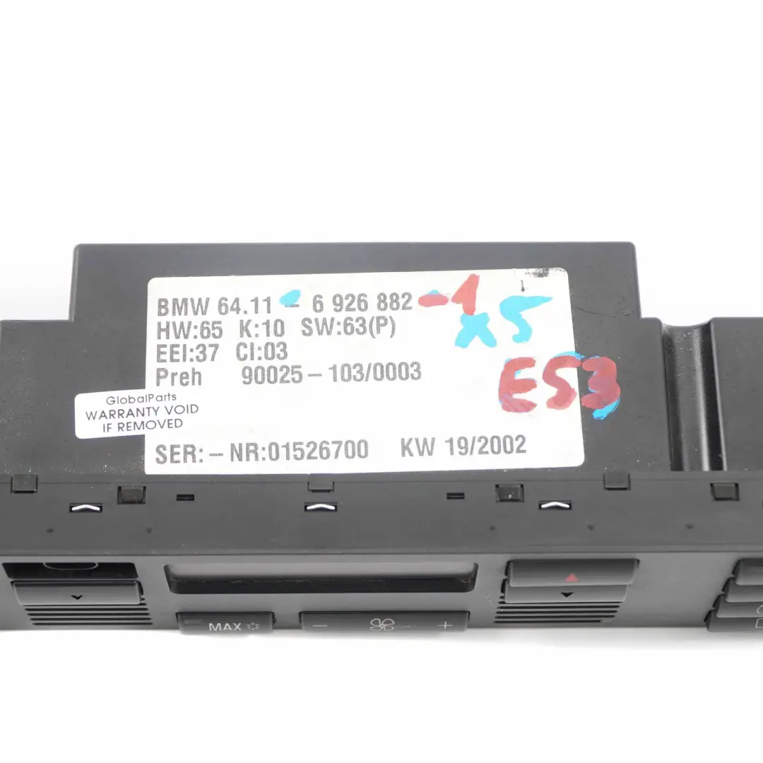 BMW X5 E53 Automatic Air Conditioning Control Unit Module - SKU 6926882-1 - Part number 6926882
