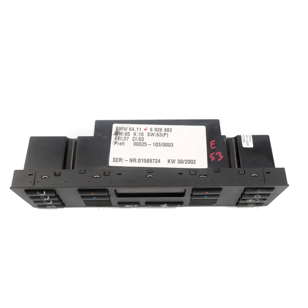 BMW X5 Series E53 Automatic Air Conditioning Control Unit Module - SKU 6926882 - Part number 6926882