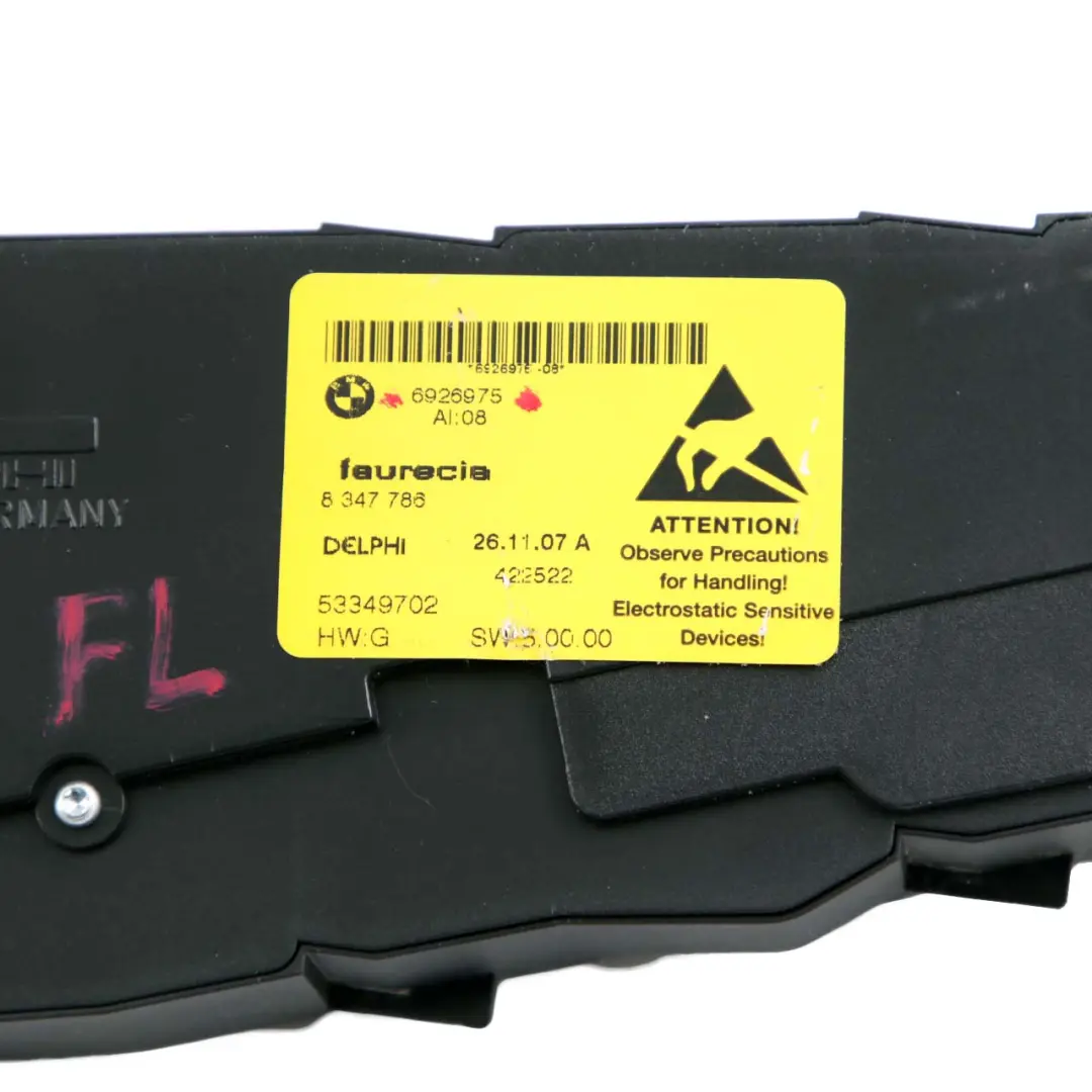 Panel Switch BMW E60 E61 X5 E70 X6 E71 Seat Adjusting Front Left to Seat with Part number 6926975 Seat Panel Switch BMW E60 E61 X5 E70 X6 E71 Seat Adjusting Front Left - SKU 6926975 - Part number 6926975