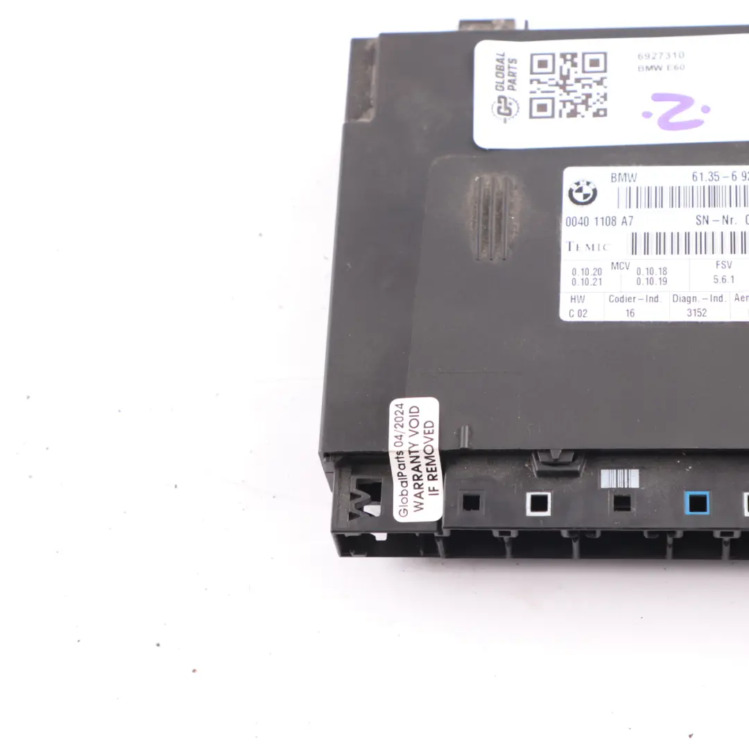 Asiento Módulo de Control Izquierda Derecha Temic 6927270 para BMW E60 con número de pieza 6927310 BMW E60 Asiento Módulo de Control Izquierda Derecha Temic 6927270 - SKU 6927310 - Número de pieza 6927310