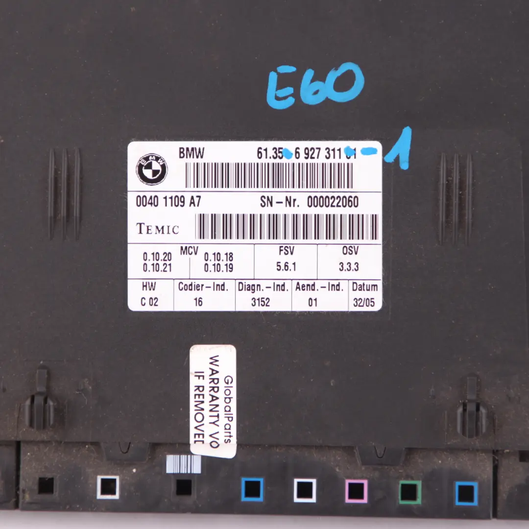 BMW 5 Series E60 Front Seat Module Control Unit Controller - SKU 6927311 - Part number 6927311