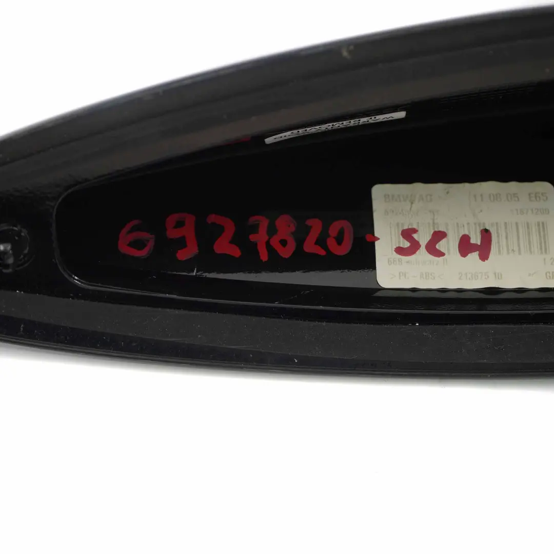 Techo Antena Tiburón Carcasa Vacía Cubierta Exterior Schwarz 2 Negro 668 para BMW E65 con número de pieza 6927820 BMW E65 Techo Antena Tiburón Carcasa Vacía Cubierta Exterior Schwarz 2 Negro 668 - SKU 6927820-SCH - Número de pieza 6927820