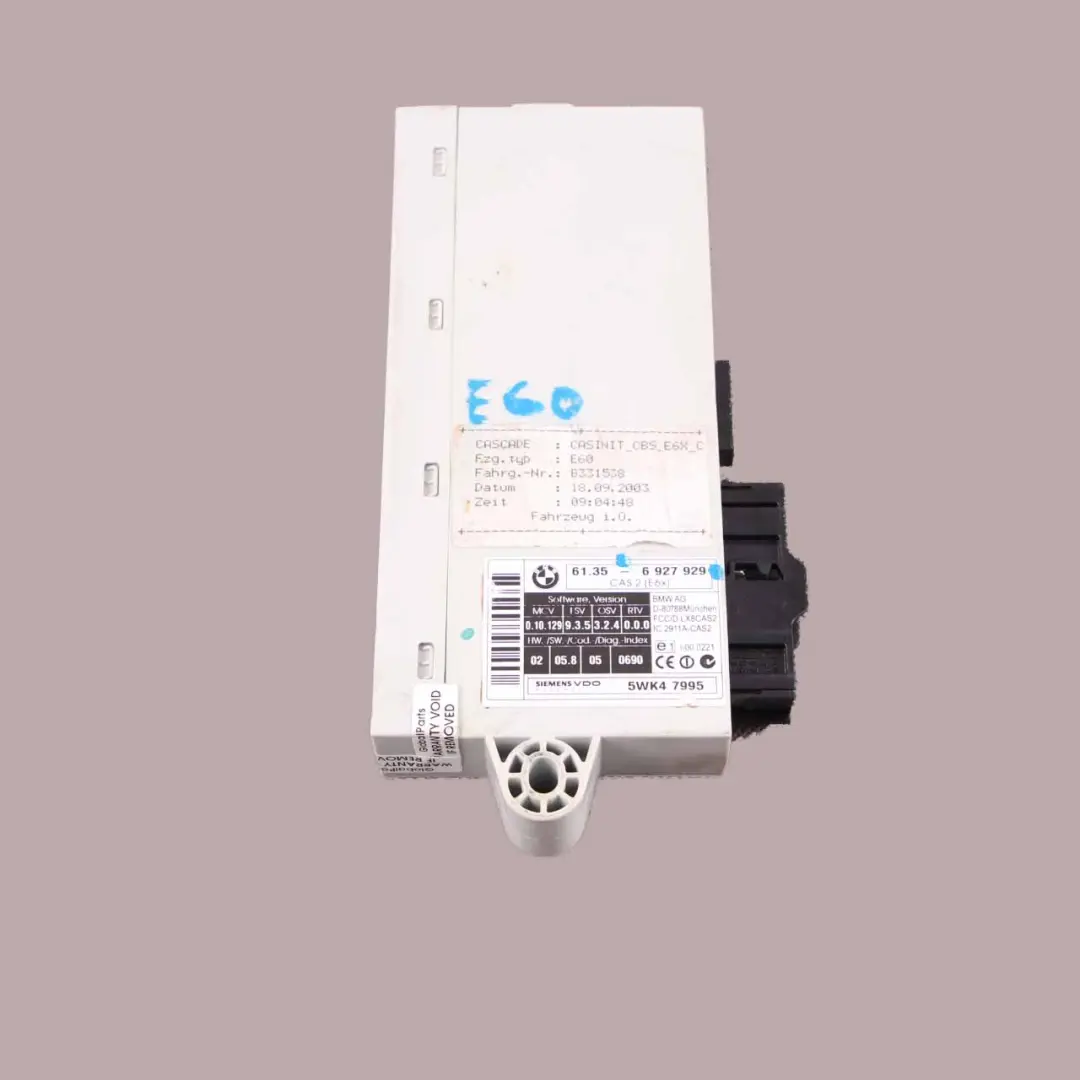 Unità Di Controllo BMW E60 E61 E63 E64 Modulo ECU CAS2 per con numero di parte 6927929 Unità Di Controllo BMW E60 E61 E63 E64 Modulo ECU CAS2 - SKU 6927929 - Numero di parte 6927929