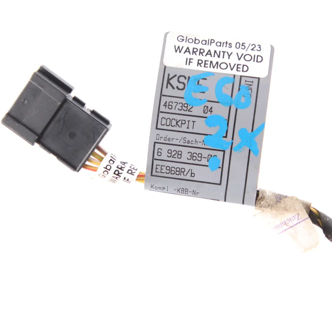 BMW E60 Câblage prise récepteur solaire tableau bord - SKU 6928369 - Numéro de pièce 6928369