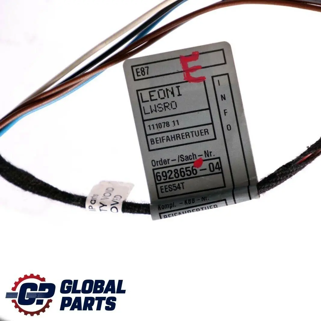 BMW E87 Pasajero Lado Izquierdo Puerta Delantera Cableado Mazo - SKU 6928656 - Número de pieza 61126947097