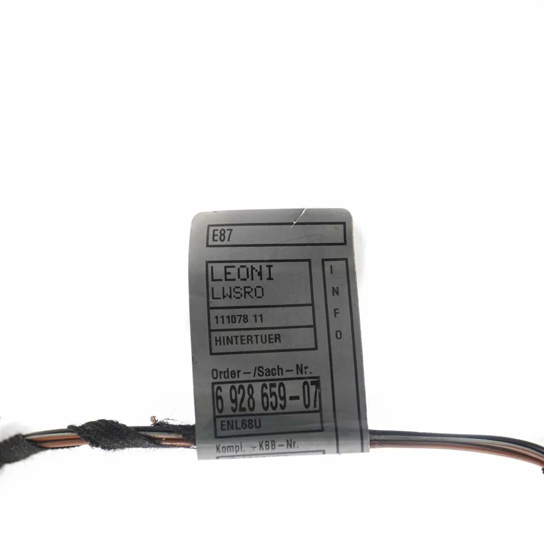 BMW E87 LCI Wiring Cable Set Rear Door Right Left N/O/S - SKU 6928659 - Part number 6928659