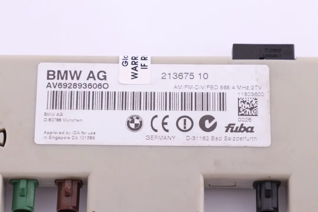BMW Serie 3 E90 E92 Antenna Amplificatore Diversità TV Funzione 868 MHZ - SKU 6928936 - Numero di parte 6928936