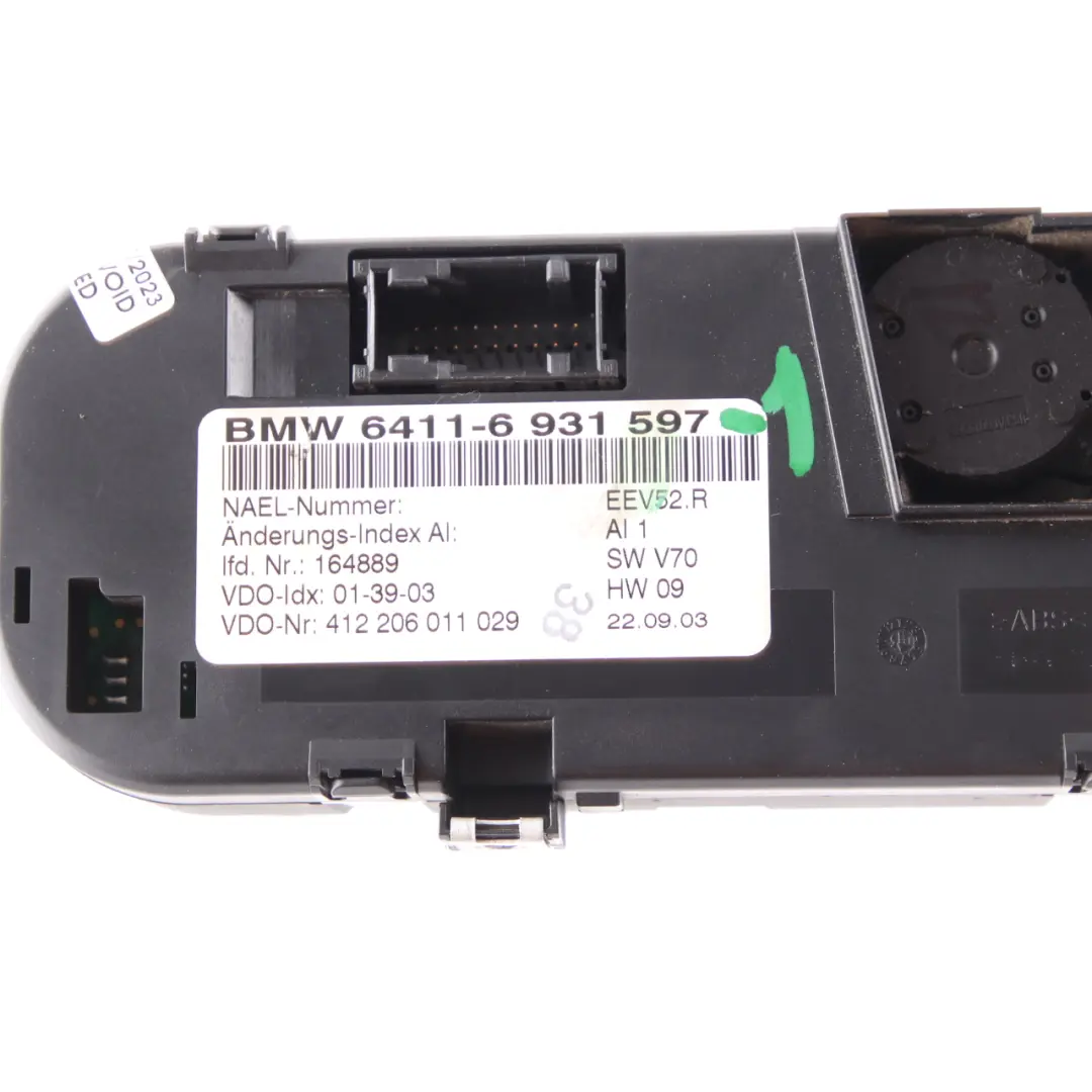 Control Panel BMW Z4 E85 Automatic Air Conditioning A/C Unit Module to with Part number 6931597 Control Panel BMW Z4 E85 Automatic Air Conditioning A/C Unit Module - SKU 6931597-1 - Part number 6931597