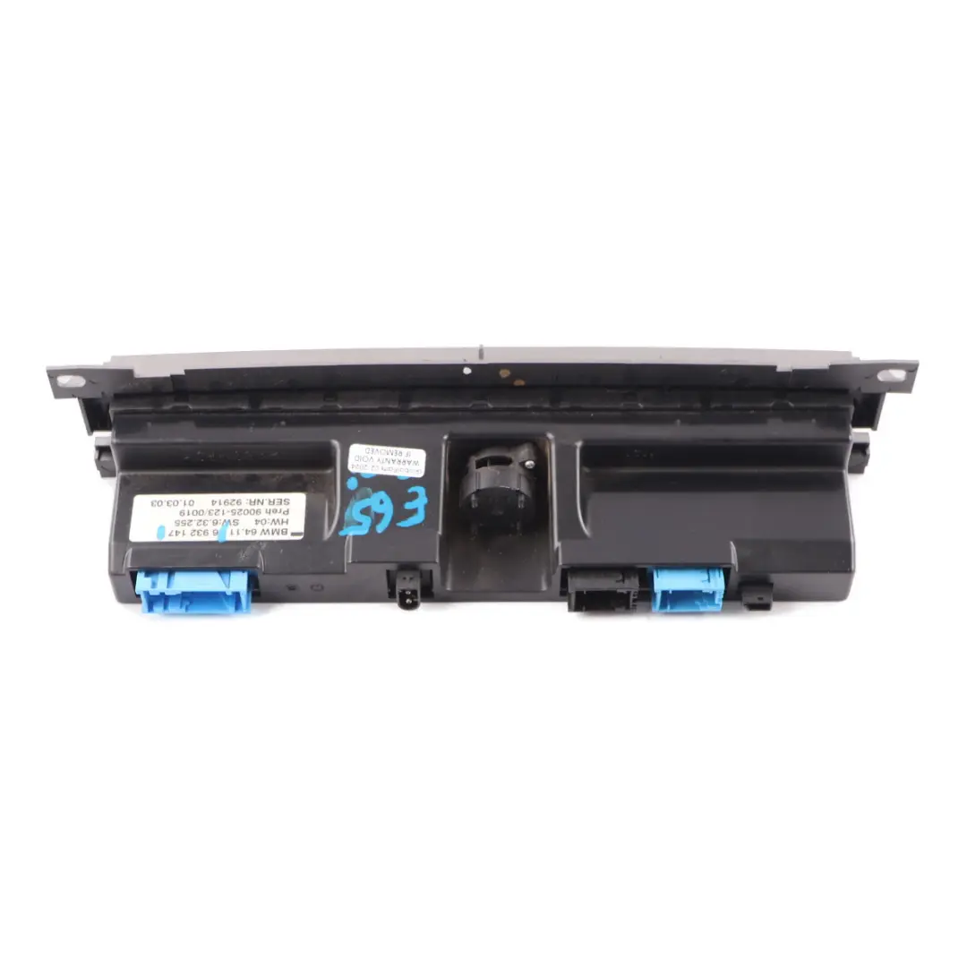 BMW E65 Automatic Air Conditioning Climate Control Panel Switch Unit - SKU 6932147 - Part number 6953185