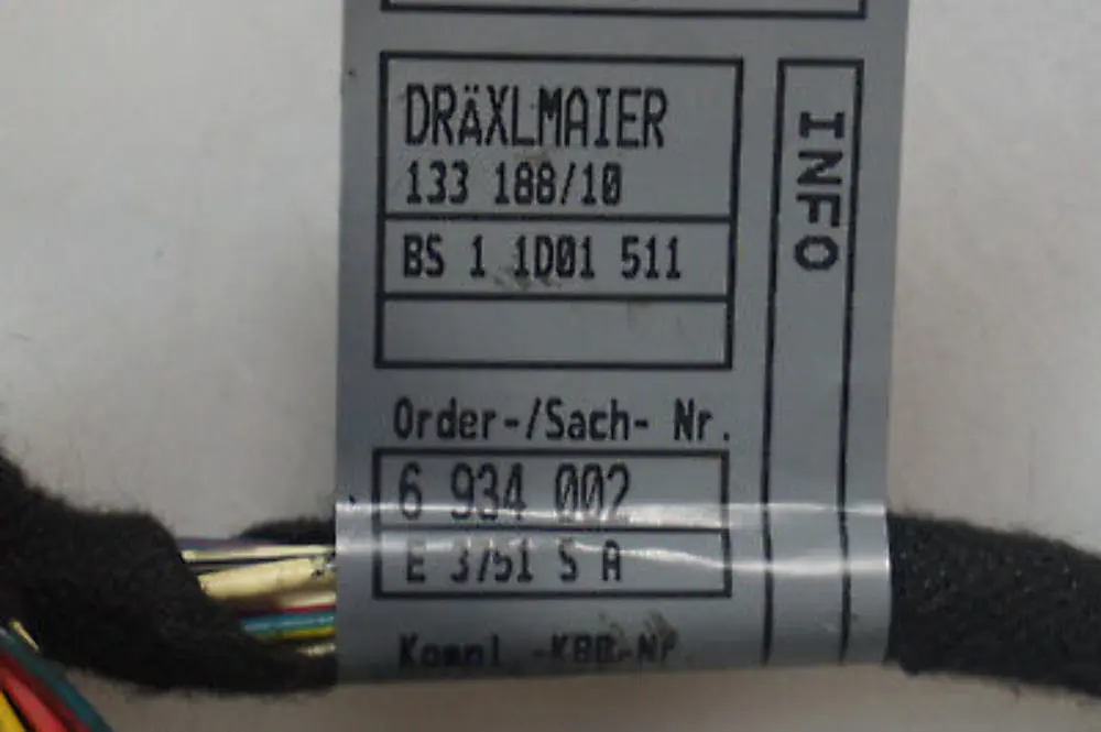 Puerta Cableado Arn?s Mod Portador Delantero Izquierdo para BMW E65 E66 con número de pieza 6934002 BMW E65 E66 Puerta Cableado Arn?s Mod Portador Delantero Izquierdo - SKU 6934002 - Número de pieza 6934002