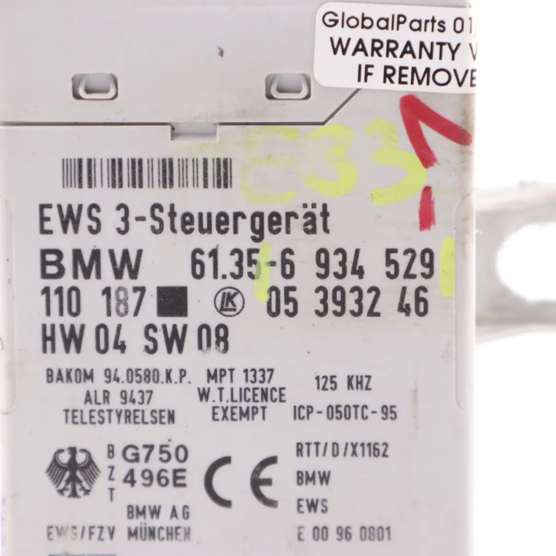 BMW X3 X5 E53 E83 EWS III Central Locking Immobilizer Module ECU 6934529 - SKU 6934529-1 - Part number 6985565