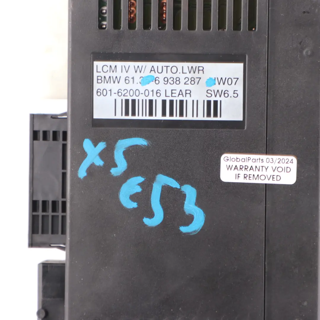 Light Check Module Control Unit ECU Lear LCM IV AUTO.LWR to BMW X5 E53 with Part number 6938287 BMW X5 E53 Light Check Module Control Unit ECU Lear LCM IV AUTO.LWR - SKU 6938287 - Part number 6938287
