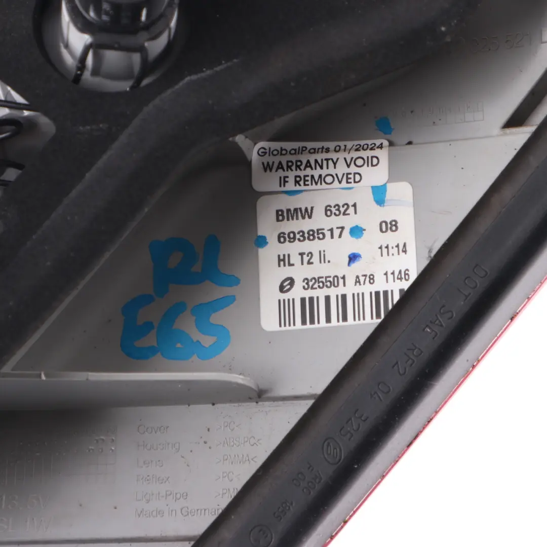 BMW Serie 7 E65 Luz Trasera Izquierda En Tapa Maletero Tailgate Luz - SKU 6938517 - Número de pieza 6938517