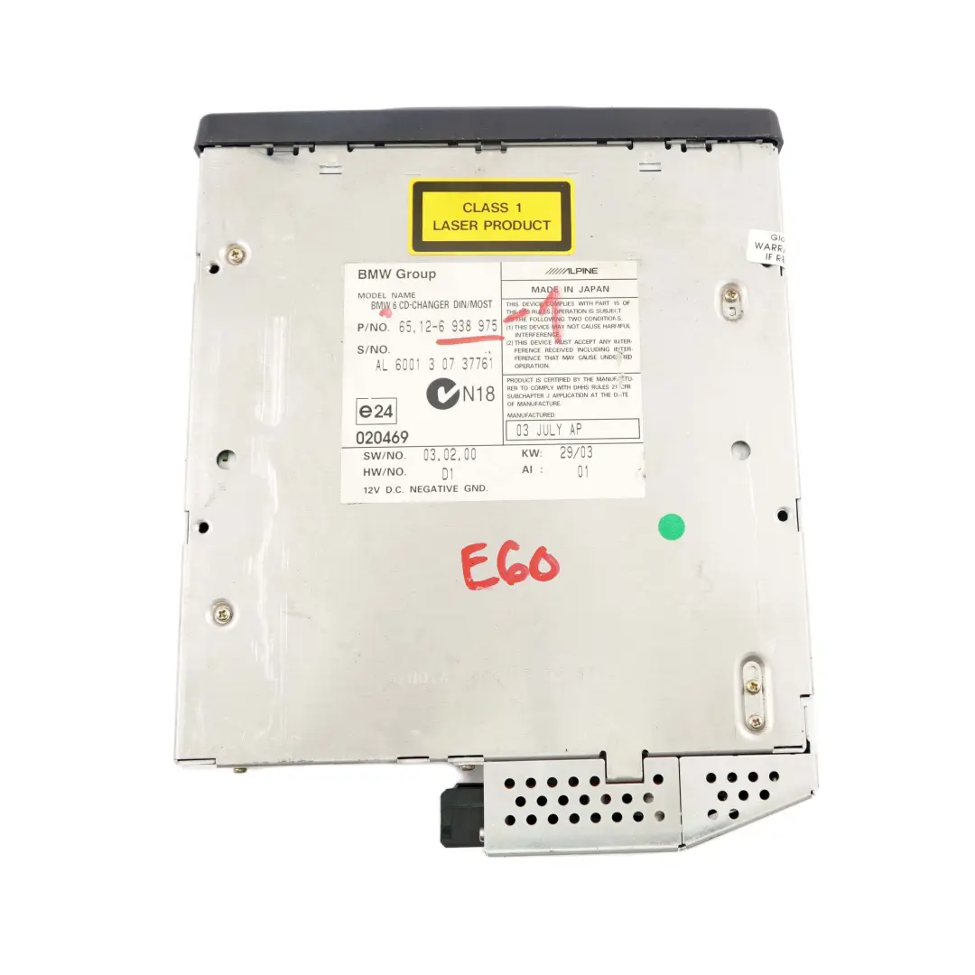 Caricatore CD BMW E60 E61 E63 E64 Caricatore Compatto A 6 Dischi per con numero di parte 6938975 Caricatore CD BMW E60 E61 E63 E64 Caricatore Compatto A 6 Dischi - SKU 6938975-1 - Numero di parte 6938975