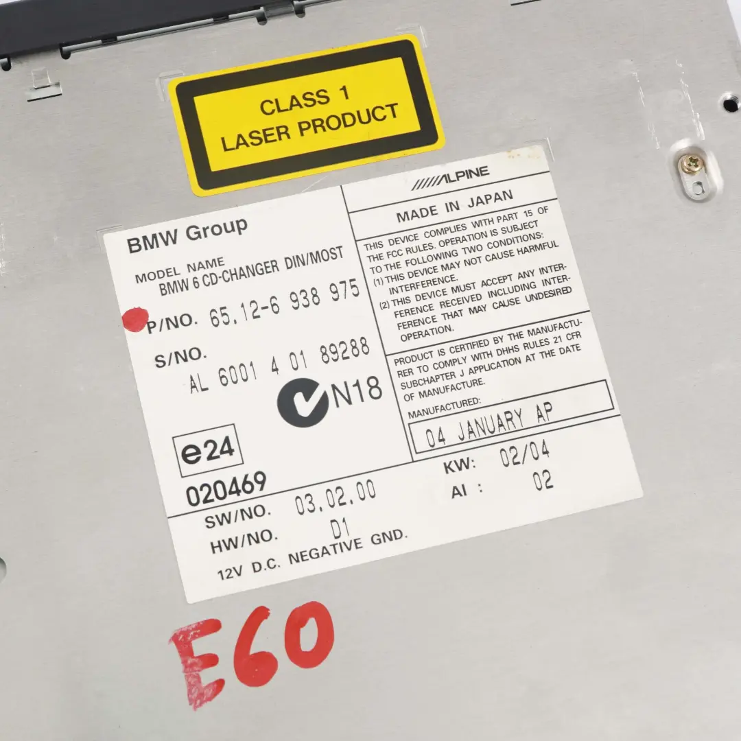 BMW 5 6 Series E60 E61 E63 E64 6-disc Compact CD Changer - SKU 6938975 - Part number 6938975