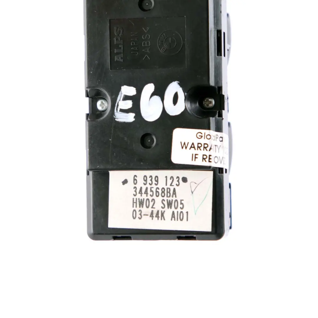 Switch Window Lifter Control Driver's Side Auto Dip Sun Blind to BMW E60 with Part number 6939123 BMW E60 Switch Window Lifter Control Driver's Side Auto Dip Sun Blind - SKU 6939123 - Part number 6939123