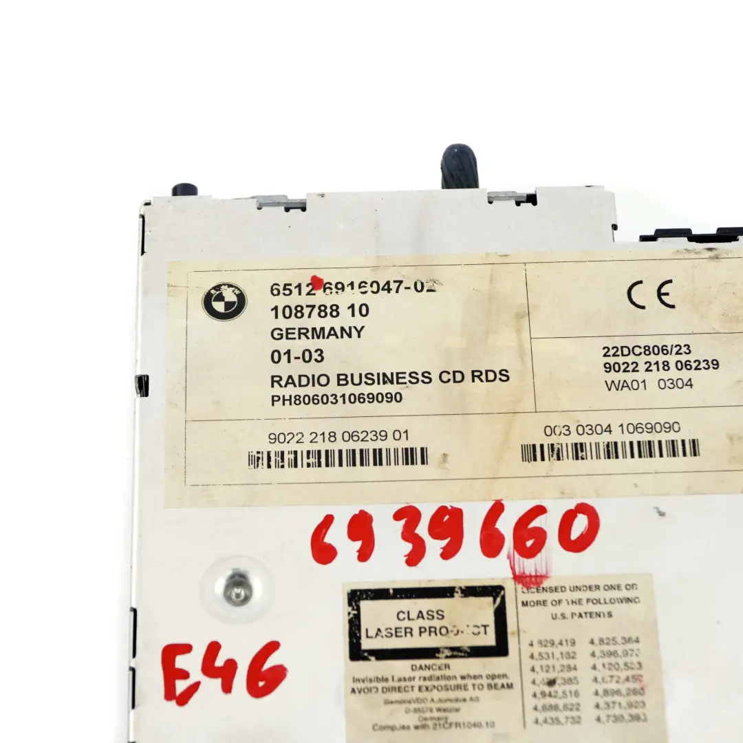 BMW E46 Autoradio Business Avec Lecteur CD 6512 - SKU 6939660 - Numéro de pièce 6939660