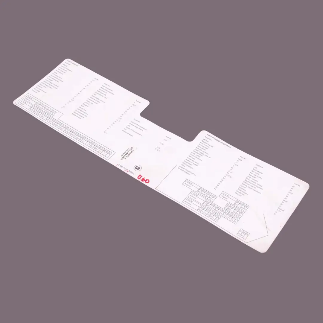 BMW 5 Series E60 Map Card Fuse Box Grouping Diagram - SKU 6939702 - Part number 6939702