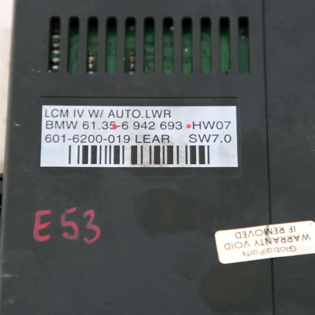 Light Check Module Control Unit ECU Lear LCM IV AUTO.LWR to BMW X5 E53 with Part number 6942693 BMW X5 E53 Light Check Module Control Unit ECU Lear LCM IV AUTO.LWR - SKU 6942693 - Part number 6942693