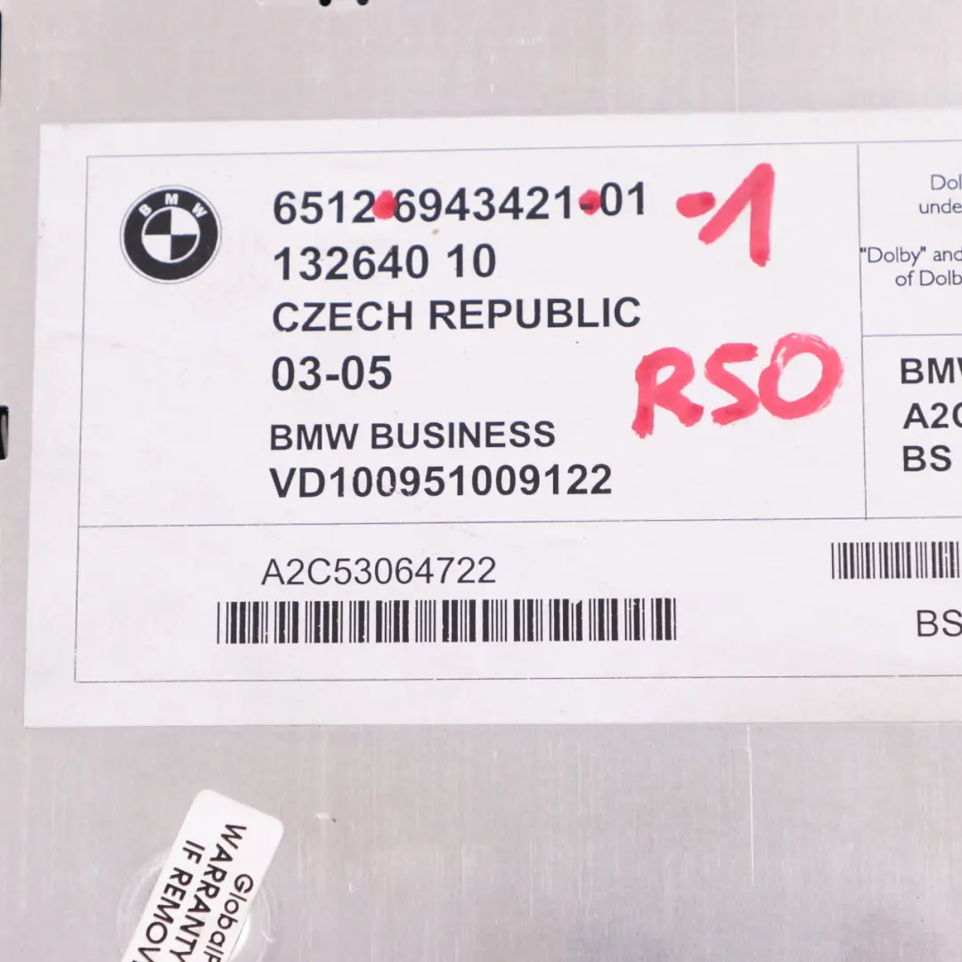 Mini Cooper R50 R53 Radio Boost Dolby Cassette Tape Player Control Unit 6943421 - SKU 6943421-1 - Part number 6923503
