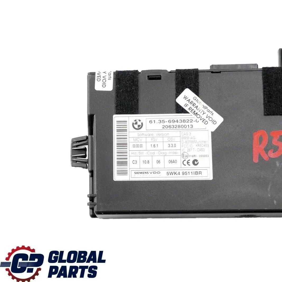 CAS 3 ECU Control Unit Key Reading Module to BMW Mini Cooper R55 R56 R60 with Part number 6943822 BMW Mini Cooper R55 R56 R60 CAS 3 ECU Control Unit Key Reading Module - SKU 6943822 - Part number 6943822