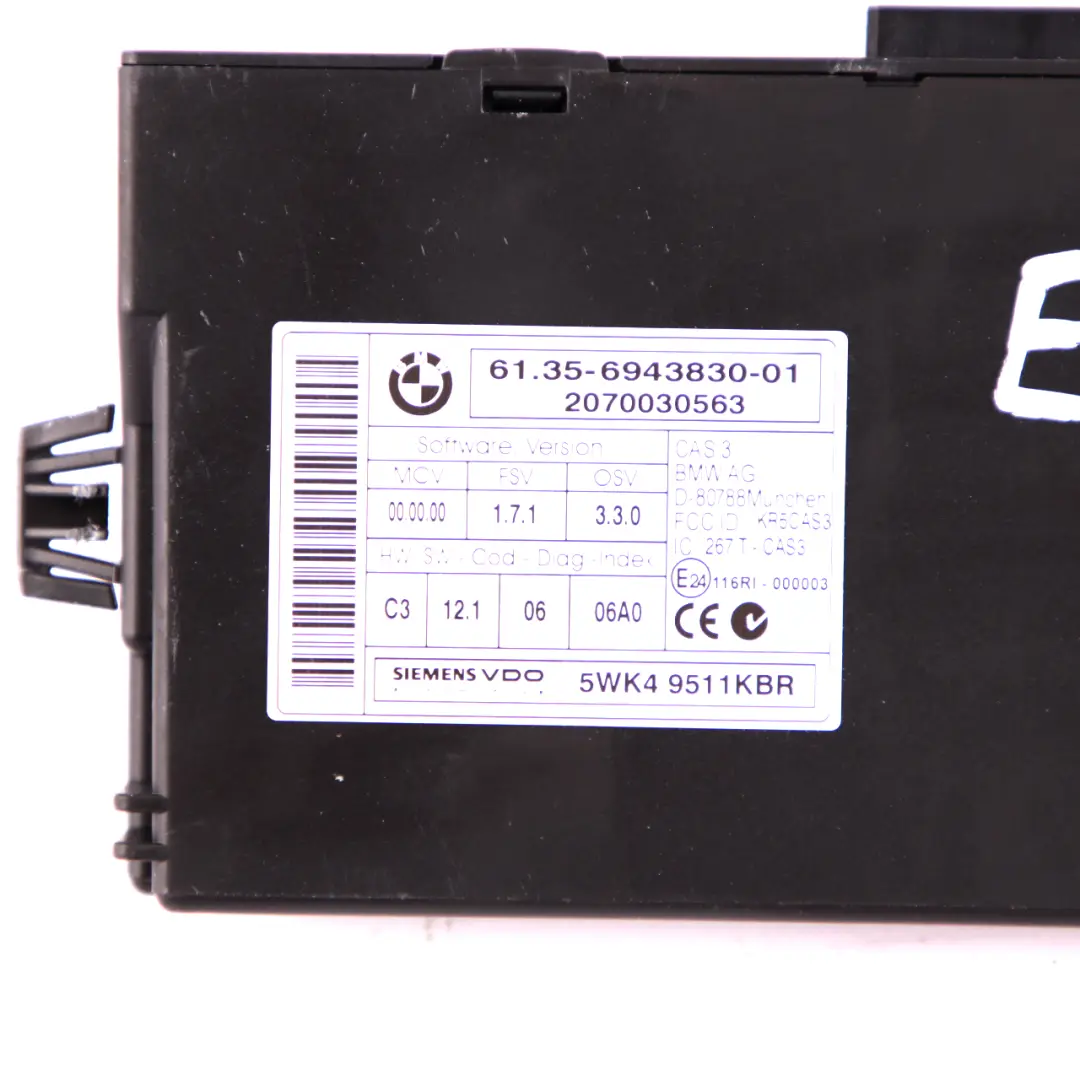  Module De Lecture De Clé BMW E60 E87 E90 CAS 3 ECU Control Unit - SKU 6943830 - Numéro de pièce 6943830
