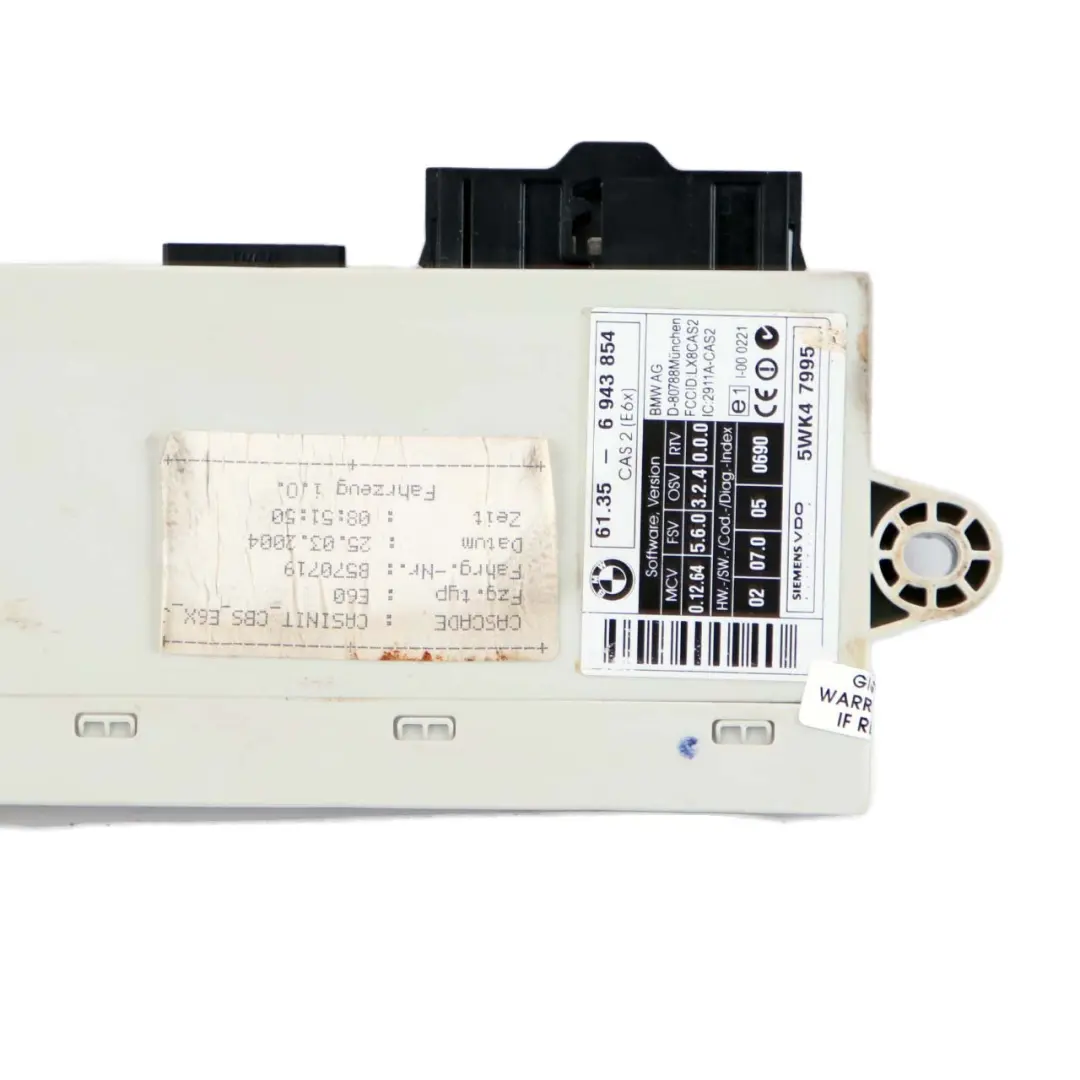 BMW E60 E61 E63 E64 ECU Control Unit Key Reading Module CAS 2 - SKU 6943854 - Part number 6943854