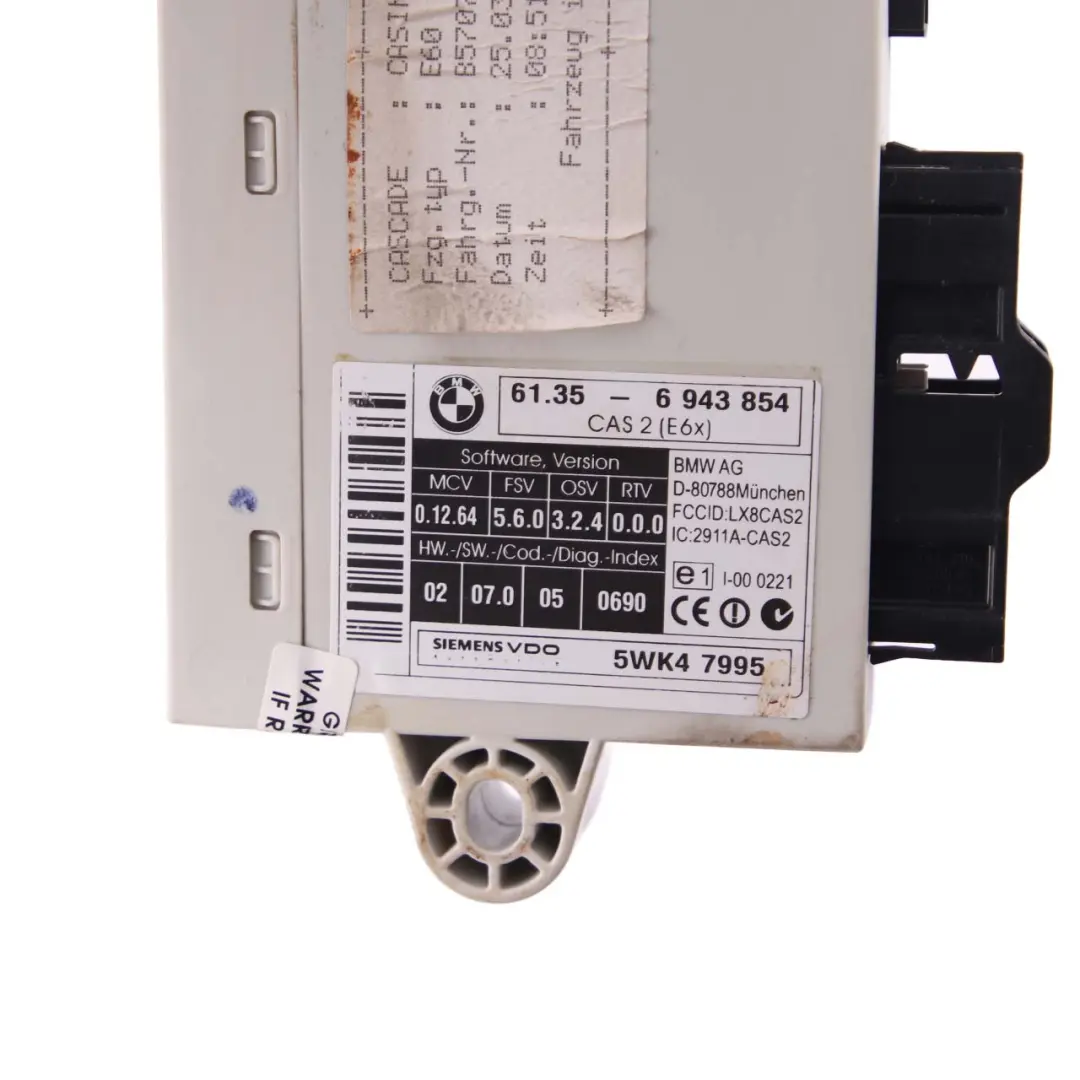 ECU Steuergerät Schlüssellesemodul CAS 2 für BMW E60 E61 E63 E64 mit Teilenummer 6943854 BMW E60 E61 E63 E64 ECU Steuergerät Schlüssellesemodul CAS 2 - SKU 6943854 - Teilenummer 6943854