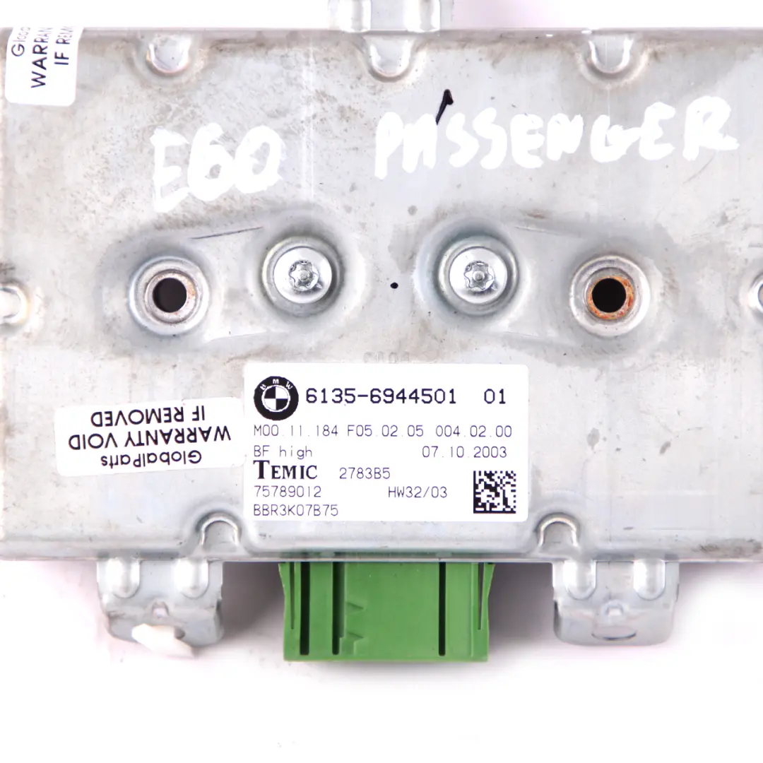 Side Door Airbag Control Module to BMW 5 6 Series E60 E61 E63 Passenger with Part number 6944501 BMW 5 6 Series E60 E61 E63 Passenger Side Door Airbag Control Module - SKU 6944501 - Part number 6944501