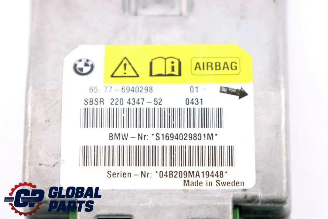Sensor B-Säule Rechts für BMW 5 6 er E60 E61 E63 mit Teilenummer 6945156 BMW 5 6 er E60 E61 E63 Sensor B-Säule Rechts - SKU 6945156 - Teilenummer 6945156