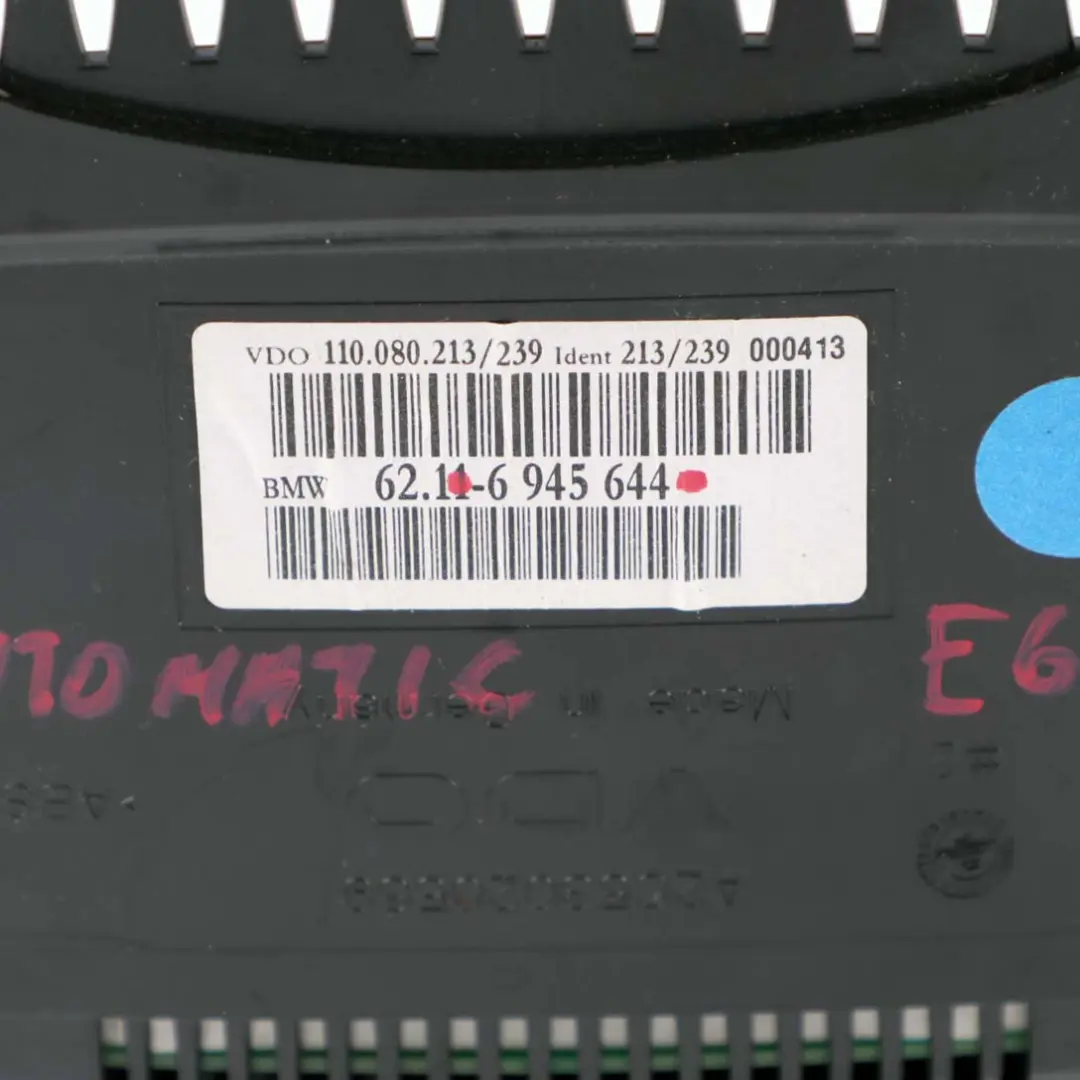 N62 N62N Instrument Cluster Speedo Clocks Automatic MPH to BMW E63 E64 with Part number 6945644 BMW E63 E64 N62 N62N Instrument Cluster Speedo Clocks Automatic MPH - SKU 6945644 - Part number 6945644