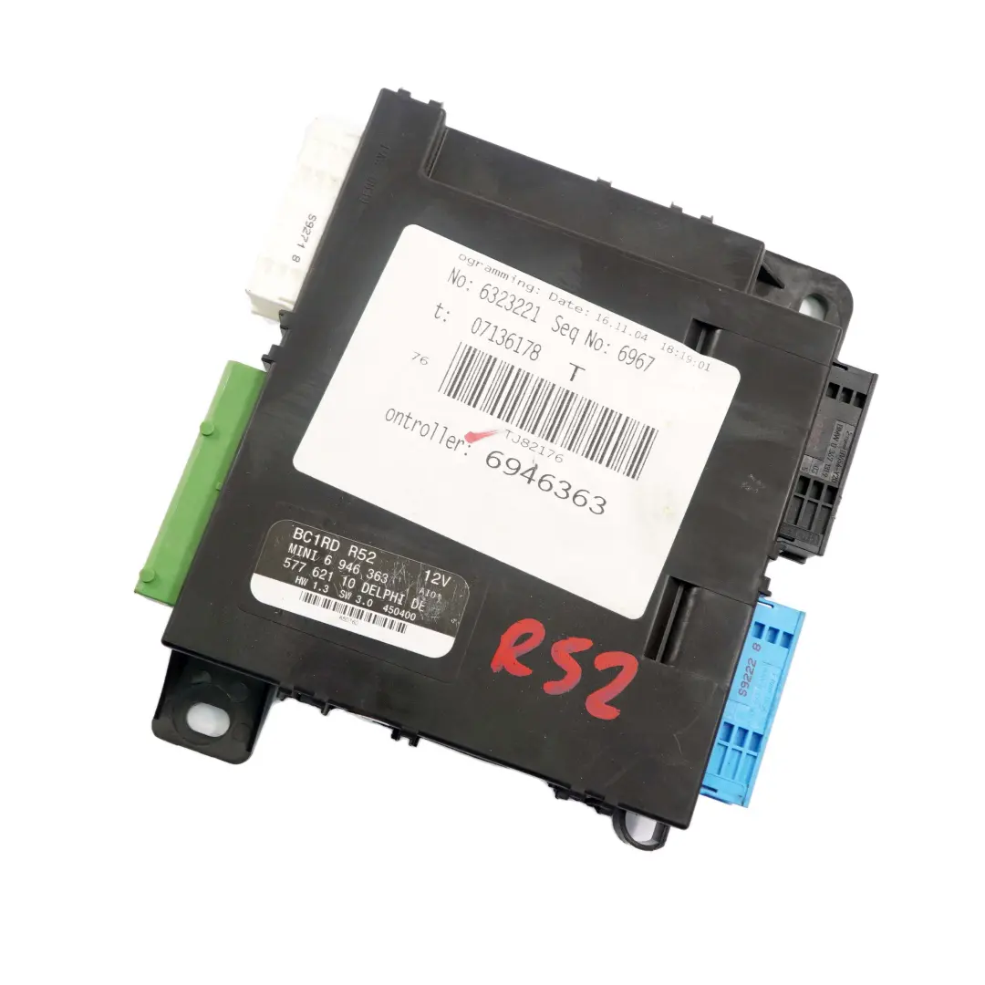 Unidad De control De La carroceria Modulo basico BCM para Mini One R52 Cabrio con número de pieza 6982115 Mini One R52 Cabrio Unidad De control De La carroceria Modulo basico BCM - SKU 6946363 - Número de pieza 6982115