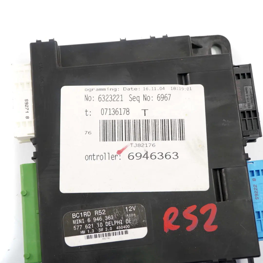 Mini Cooper One R52 Cabrio Body Control Unit Basic Module BCM - SKU 6946363 - Part number 6982115