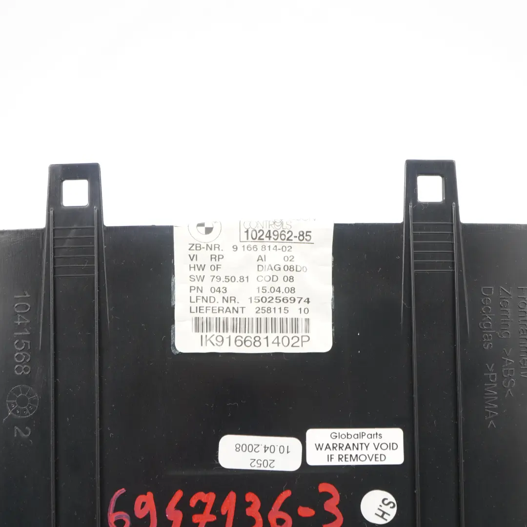  Instrument Cluster BMW E81 E82 E87 E87N E88 Speedo Clocks Glass Cover - SKU 6947136-3 - Part number 6947136