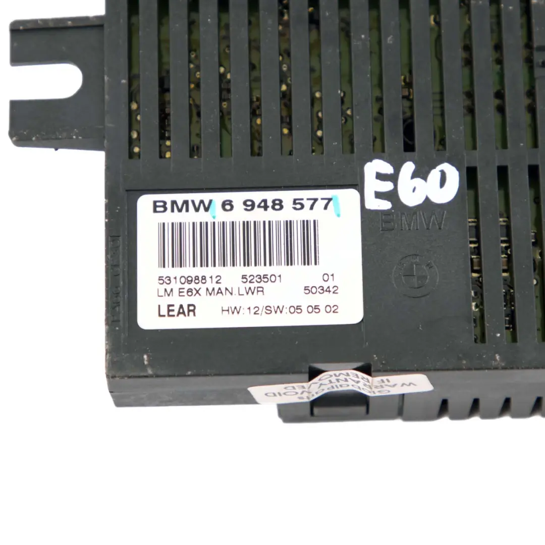 Light Control Unit Module LM E6X MAN.LWR Lear to BMW E60 with Part number 6948577 BMW E60 Light Control Unit Module LM E6X MAN.LWR Lear - SKU 6948577 - Part number 6948577