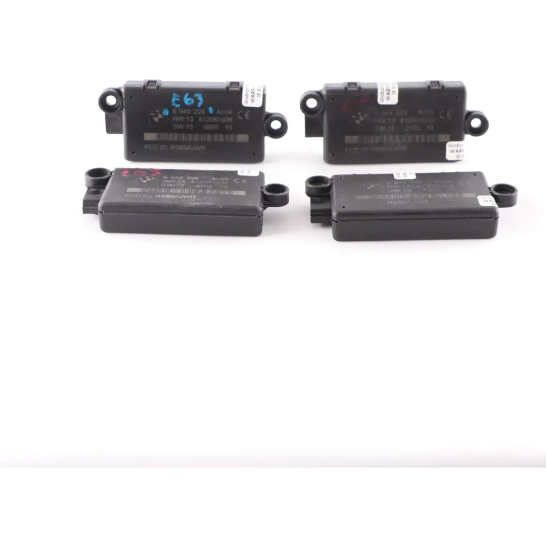 DWA Door Alarm System Module Control Unit Set to 4 x BMW E63 E64 with Part number 6949226 4 x BMW E63 E64 DWA Door Alarm System Module Control Unit Set - SKU 6949226-2 - Part number 6949226