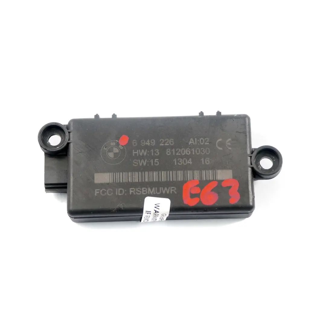 DWA Alarm System Module Control Unit to BMW E63 E64 Convertible Coupe with Part number 6949226 BMW E63 E64 Convertible Coupe DWA Alarm System Module Control Unit - SKU 6949226 - Part number 6949226