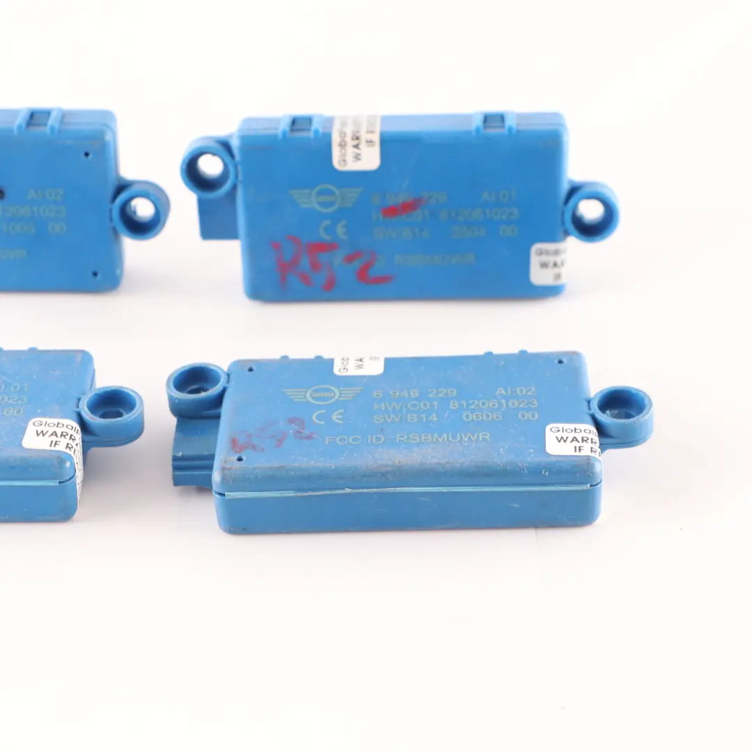 DWA Door Alarm System Module Control Unit Set to 4 x Mini R52 Convertible with Part number 6949229 4 x Mini R52 Convertible DWA Door Alarm System Module Control Unit Set - SKU 6949229-2 - Part number 6949229