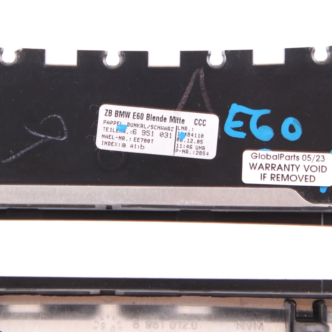 Trim Panel Dashboard Frame Center Wood Poplar to BMW 5 Series E60 E61 Cover with Part number 6951031 BMW 5 Series E60 E61 Cover Trim Panel Dashboard Frame Center Wood Poplar - SKU 6951031 - Part number 6951031