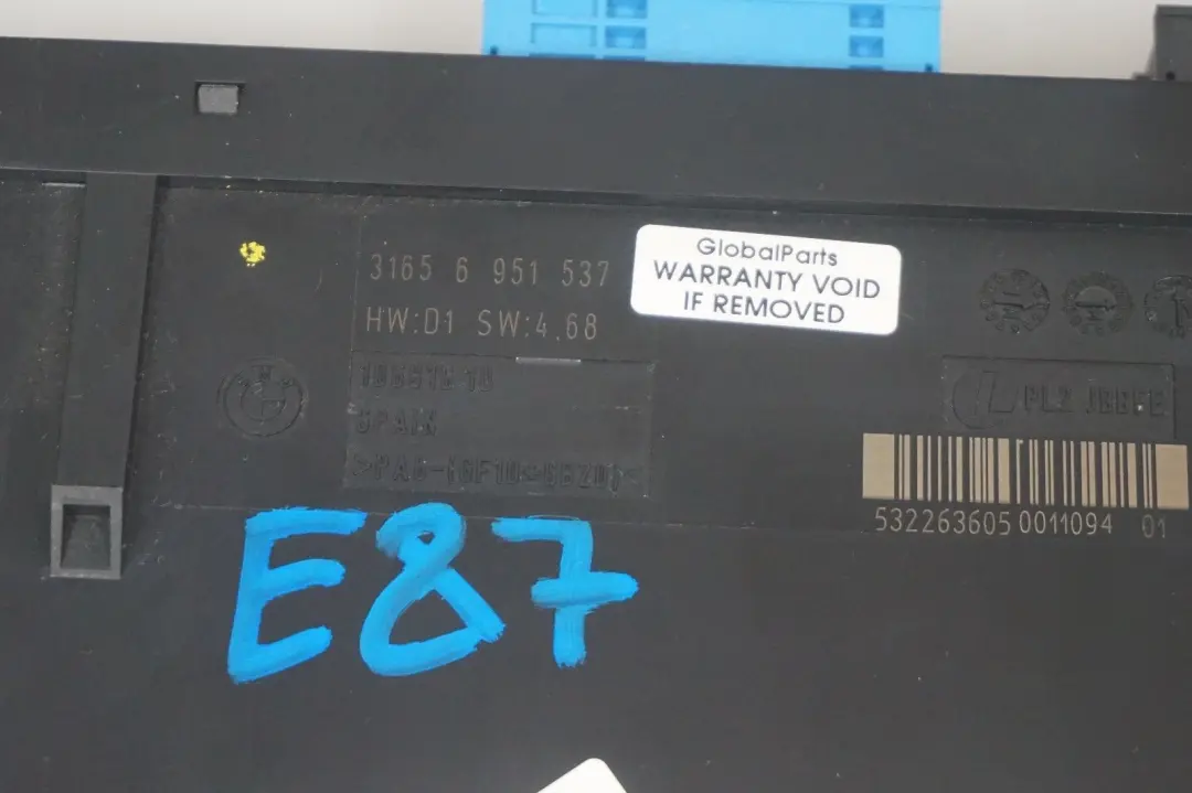 Reihe E87 Steuereinheit ECU Steuergerät PL2 JBBFE 3165 für BMW 1 mit Teilenummer 6951537 BMW 1 Reihe E87 Steuereinheit ECU Steuergerät PL2 JBBFE 3165 - SKU 6951537 - Teilenummer 6951537