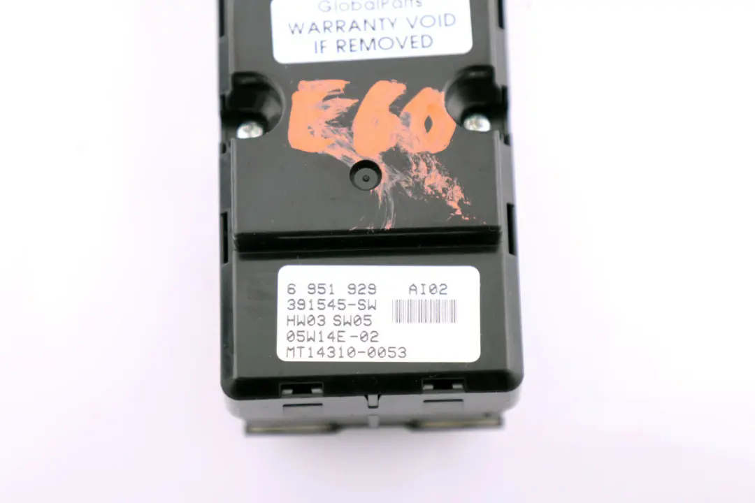 Interruptor Elevalunas Control Lado Derecho Conductor para BMW E60 E61 con número de pieza 6951929 BMW E60 E61 Interruptor Elevalunas Control Lado Derecho Conductor - SKU 6951929 - Número de pieza 6951929