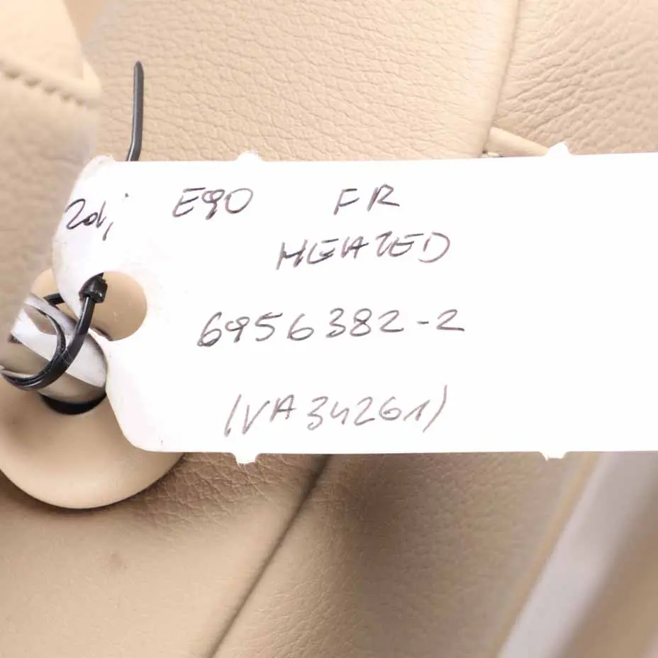 Leather Heated Interior Front Right O/S Seat Dakota Beige to BMW E90 E91 with Part number 6956382 BMW E90 E91 Leather Heated Interior Front Right O/S Seat Dakota Beige - SKU 6956382-2 - Part number 6956382