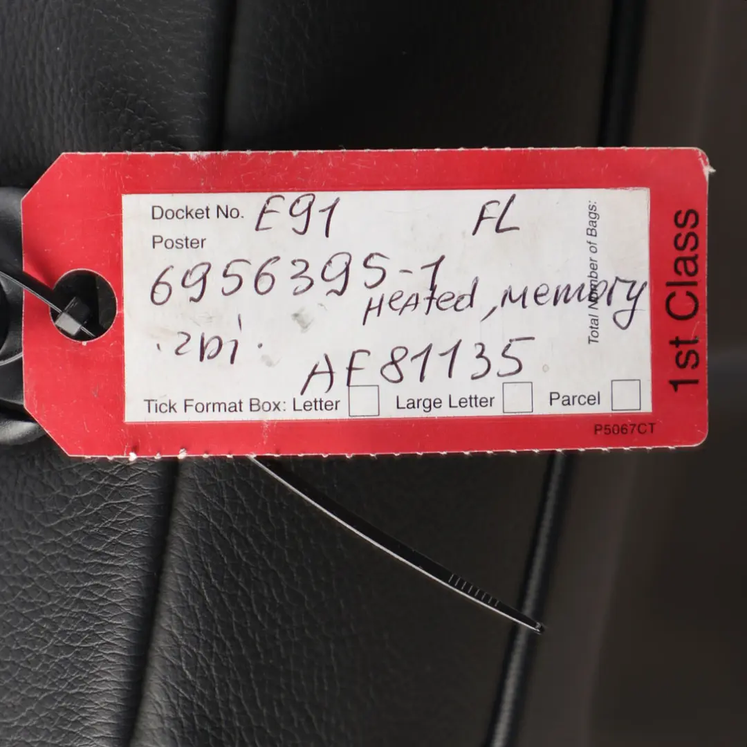 Leather Dakota Front Left N/S Interior Seat Memory to BMW E90 E91 M Sport Black with Part number 6956395 BMW E90 E91 M Sport Black Leather Dakota Front Left N/S Interior Seat Memory - SKU rhd-6956395-1 - Part number 6956395