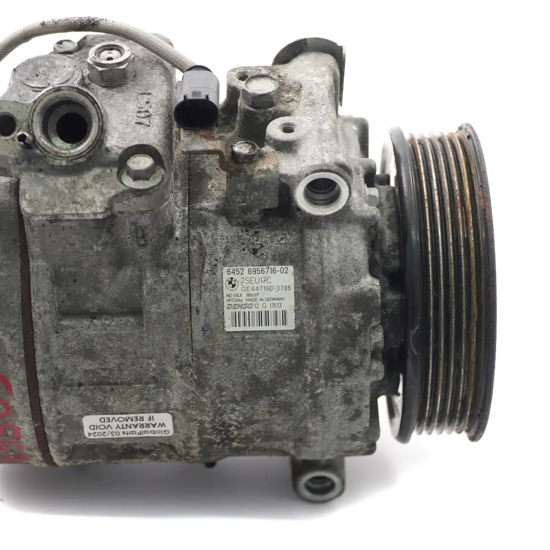 N52 Air Conditioning A/C Compressor to BMW E81 E87 E90 E91 E93 LCi with Part number 6956716 BMW E81 E87 E90 E91 E93 LCi N52 Air Conditioning A/C Compressor - SKU 6956716-1 - Part number 6956716