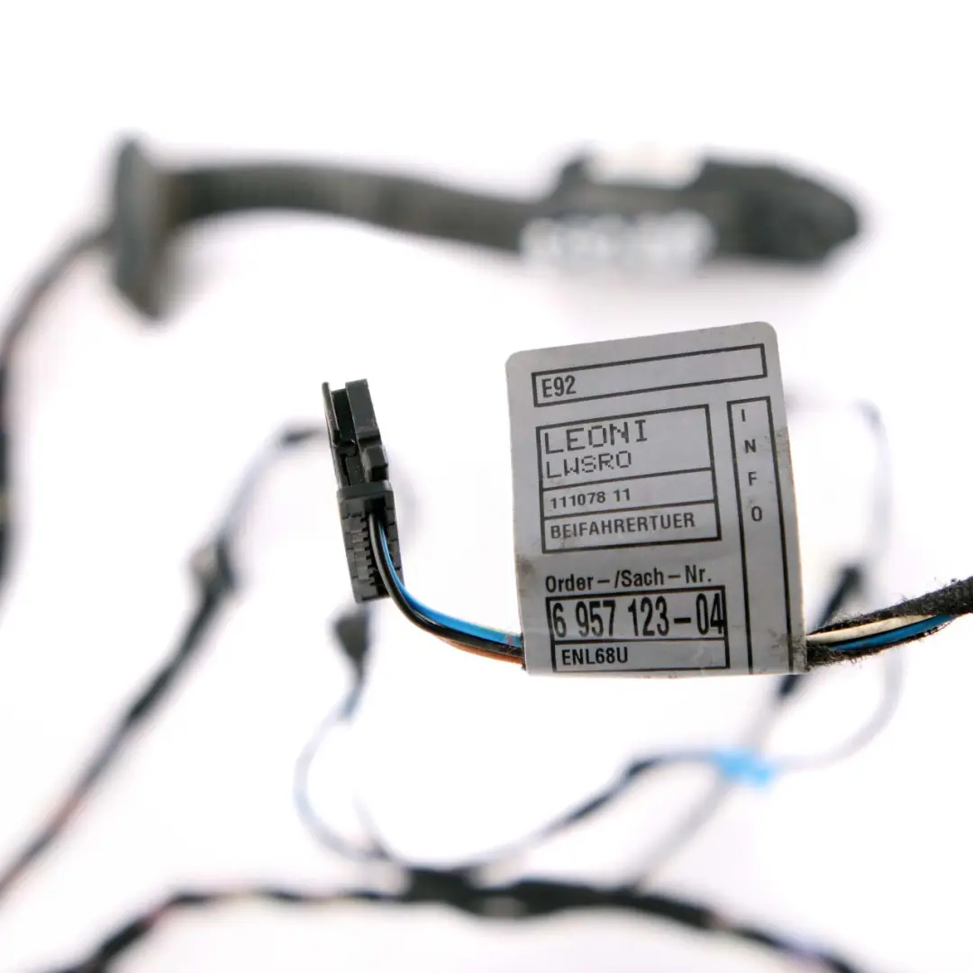 Delantero Izquierdo Puerta Cableado Cables Mazo para BMW Serie 3 E92 con número de pieza 6957123 BMW Serie 3 E92 Delantero Izquierdo Puerta Cableado Cables Mazo - SKU 6957123 - Número de pieza 6957123