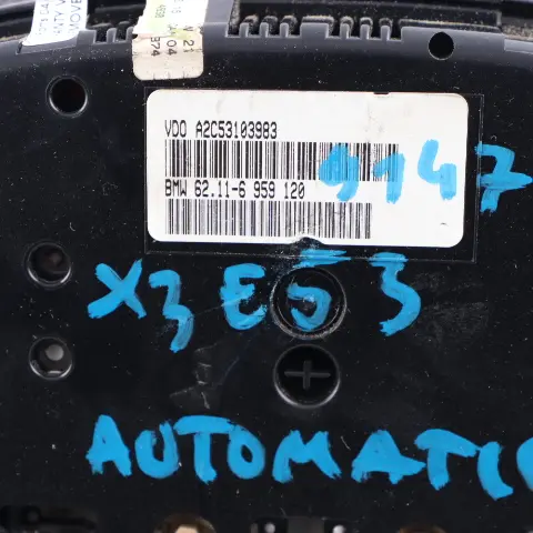 BMW X5 E53 Petrol Instrument Cluster Speedo Meter Automatic - SKU 6959120 - Part number 6959120